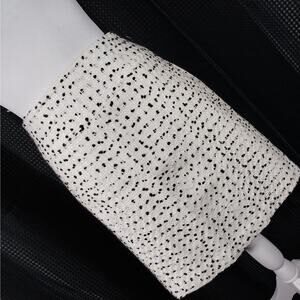 NWT@$98! CACHE! WHITE & NUBBY BLACK TWEEDY STYLE SKIRT, WIDE WAISTBAND! SZ 10